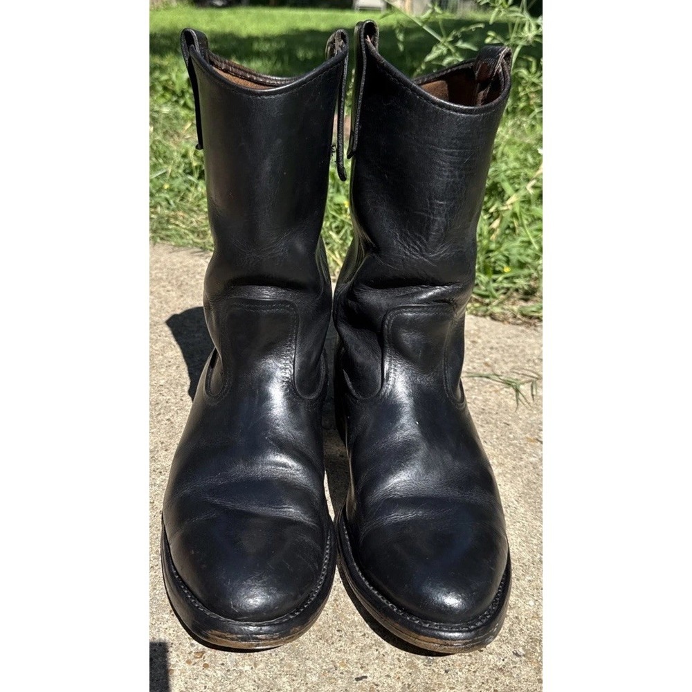Vtg 70s RED WING Pecos Black Leather Western Work Boots Biker Men's 10.5D - Picture 2 of 10